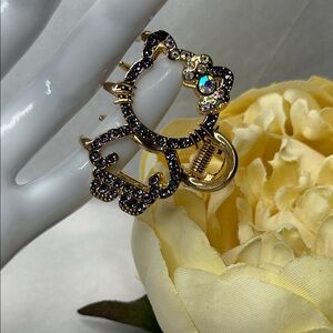 Gold-Tone Crystal Hello Kitty Hair Claw with Purple Crystals